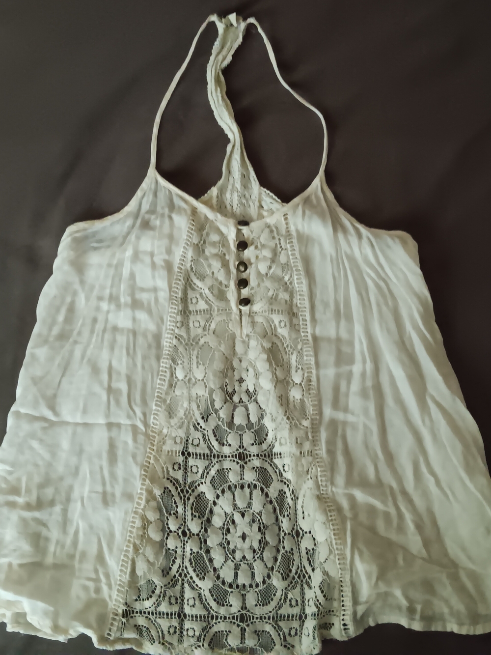 Jolt Y2k Flowy Cream Lace-Front Halter Camisole Top Boho Cottagecore Fairycore
